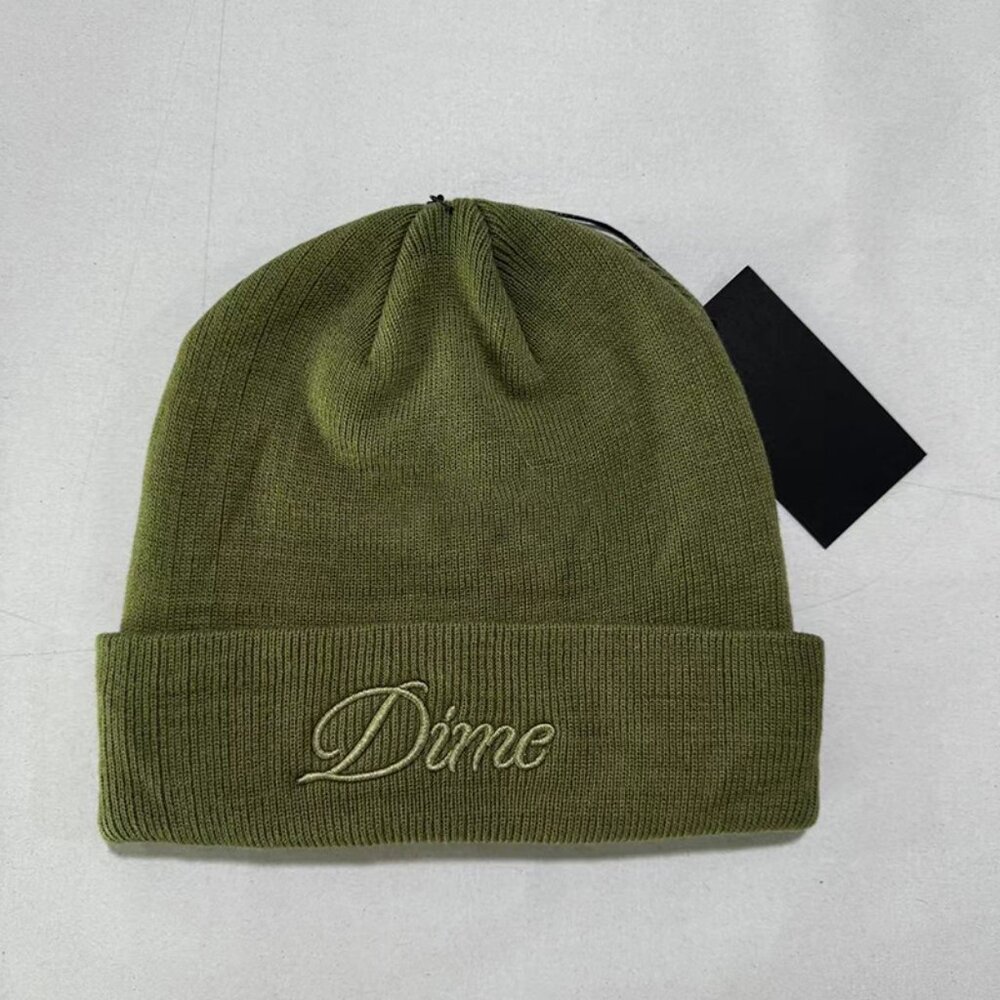 DIME Dark Green Embroidered Knitted Hat